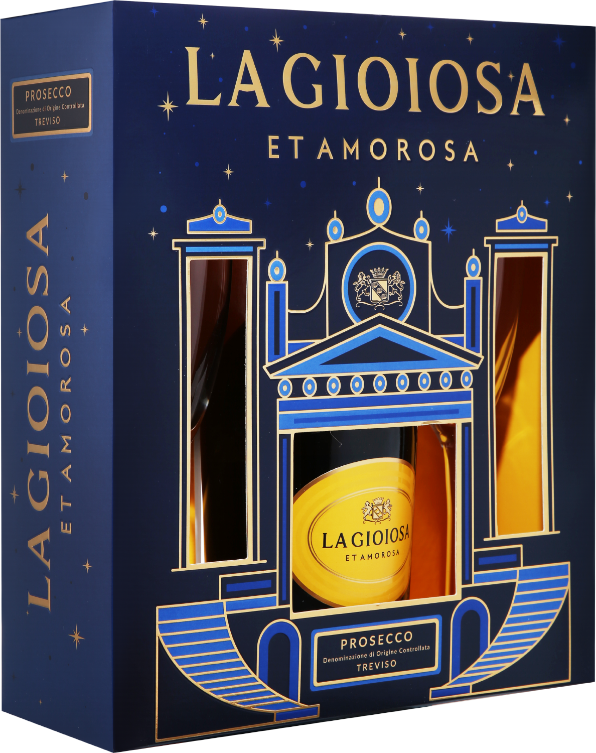 Игристое вино и шампанское La Gioiosa Prosecco DOC in gift box with two glasses La Gioiosa Prosecco DOC in gift box with two glasses
