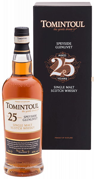 Виски Tomintoul Speyside Glenlivet Single Malt Scotch Whisky 25 YO (gift box), 0.7 л