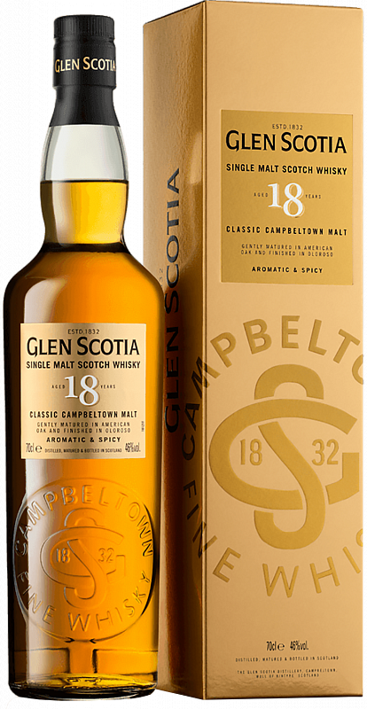 Глен Скоша Кэмпбелтаун 18 лет односолодовый шотландский виски в подарочной упаковке 0.7 л